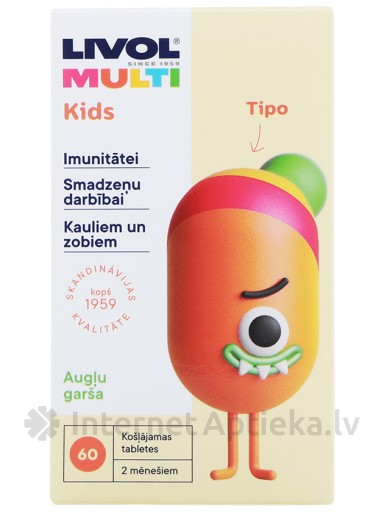 Livol Multi Kids жевательные таблетки с фруктовым вкусом, 60 таблеток