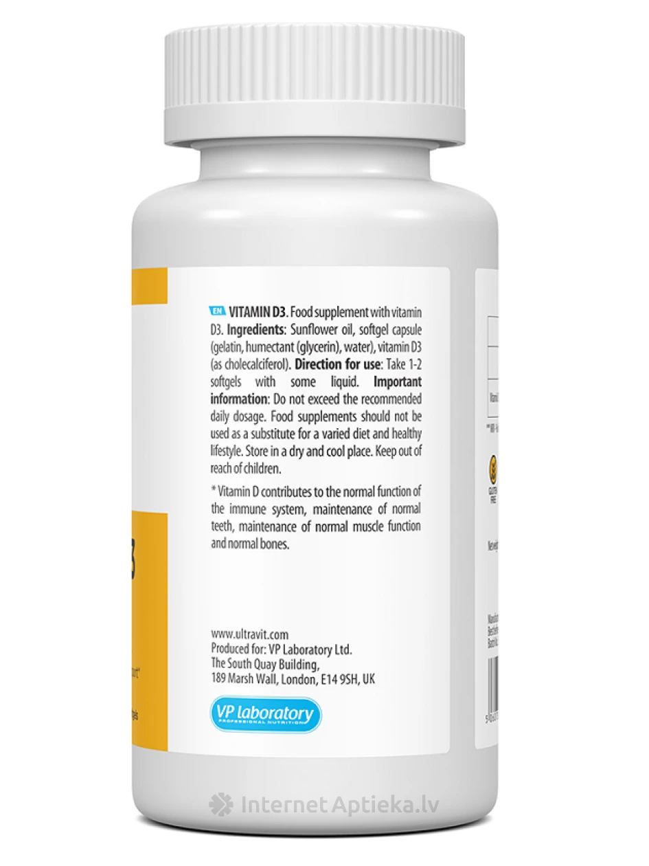 Ultravit Vitamīns D2000 IU, 180 kapsulas | internetaptieka.lv