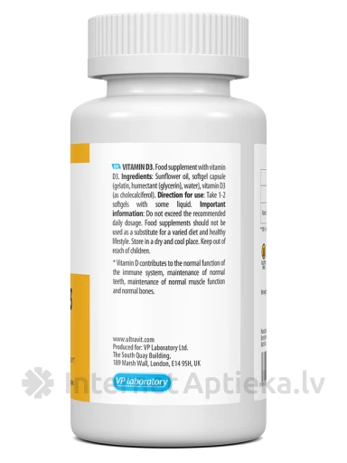 Ultravit Vitamīns D2000 IU, 180 kapsulas | internetaptieka.lv