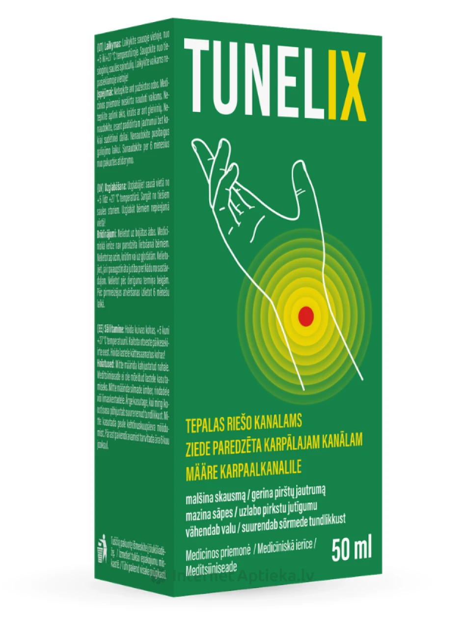 TUNELIX ziede paredzēta karpālajam kanālam, 50 ml | internetaptieka.lv