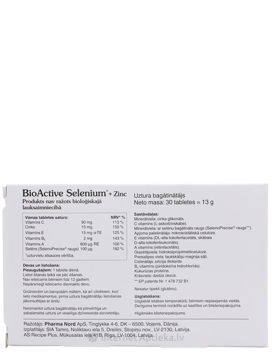 BioActive Selenium + Zinc, 30 tabletes | internetaptieka.lv