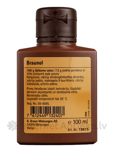 Braunol 75mg/g antiseptiline aine haavade nahahoolduseks, 100 ml | internetaptieka.lv