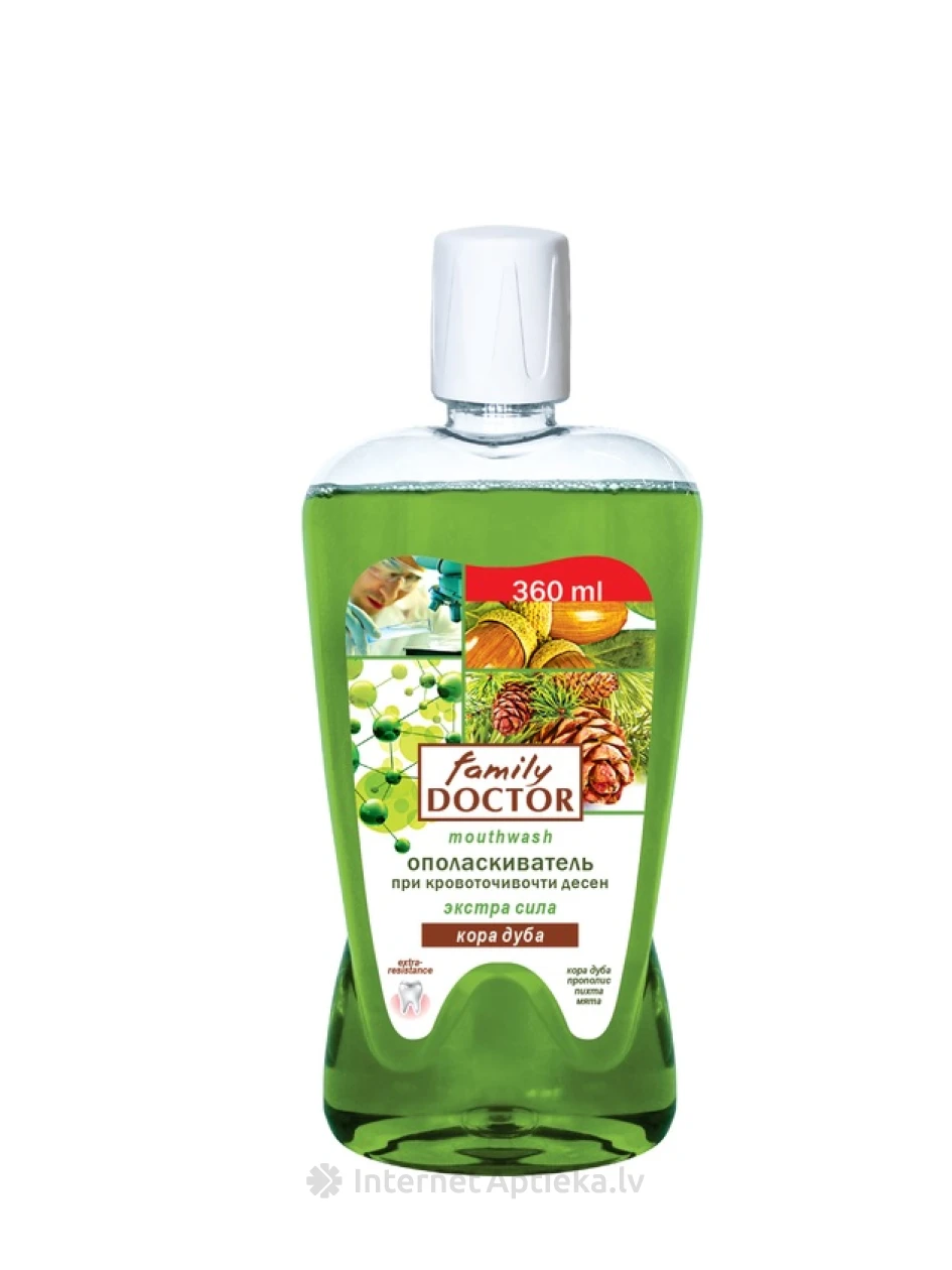 FAMILY DOCTOR Ополаскиватель для полости рта Кора дуба, 360 мл | internetaptieka.lv