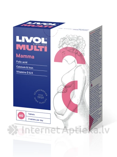 Livol Multi Mamma - для беременных женщин, 60 таблеток | internetaptieka.lv