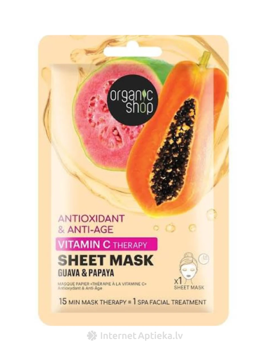 ORGANIC SHOP C vitamino audinio kaukė Agava ir Papaja, 1 vnt | internetaptieka.lv
