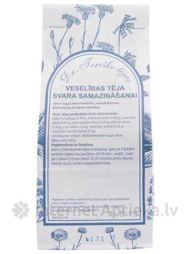 Dr.Tereško чай для уменьшения веса, 60 г | internetaptieka.lv