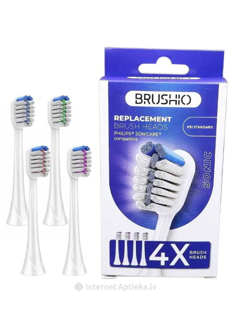 Brushio сменные стандартные насадки совместимые с Philips, 4 шт. | internetaptieka.lv