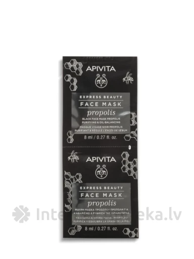 APIVITA EXPRESS valanti veido kaukė riebiai odai su propoliu, 2 x 8 ml | internetaptieka.lv