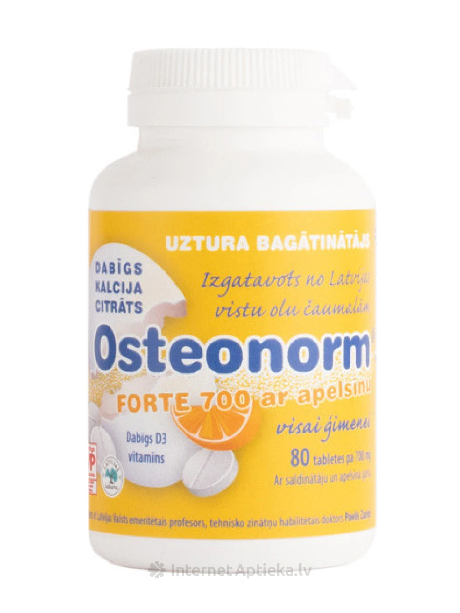 Osteonorm Forte 700 mg - apelsīnu, 80 tabletes | internetaptieka.lv