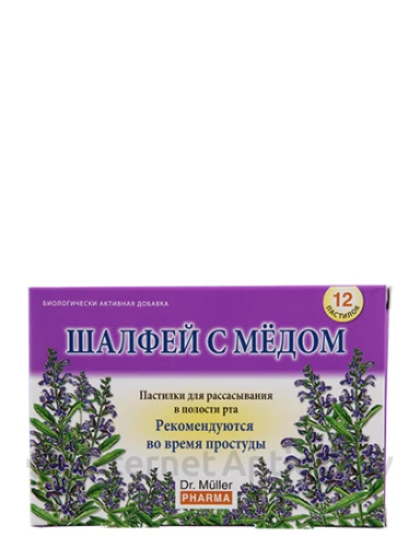 Dr.Mulller pastilas Salvija ar medu, 12 gb | internetaptieka.lv