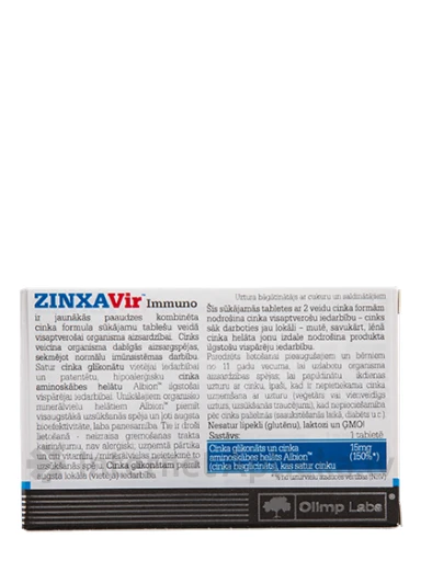 Olimp Labs ZinxaVir Immuno ar piparmētru garšu, 30 sūkājamās tabletes | internetaptieka.lv