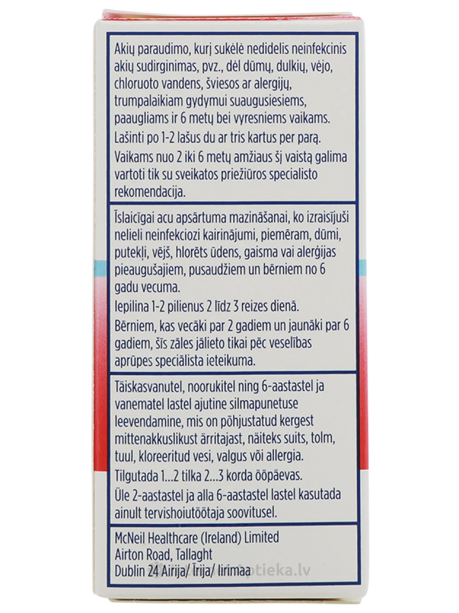 Visine 0,5 mg/ml lahusega silmatilgad, 15 ml | internetaptieka.lv