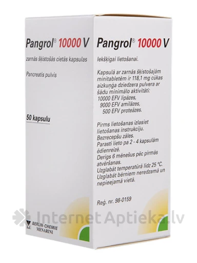 Pangrol 10000 V, 50 kapslit | internetaptieka.lv
