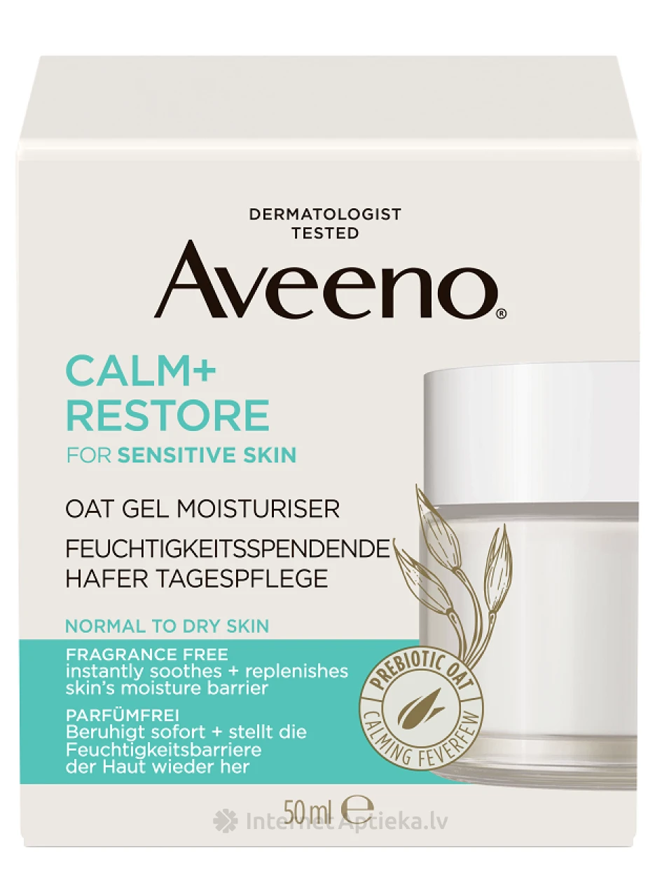 AVEENO Calm+Restore mitrinošs gels ar auzām, 50 ml | internetaptieka.lv