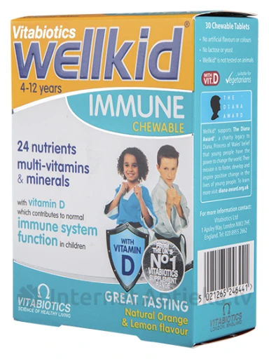 Wellkid Immune 4 - 12 gadu vecumam, 30 košļājamās tabletes | internetaptieka.lv