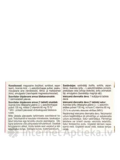 Acerola C- vita Вишня, 30 таблеток | internetaptieka.lv