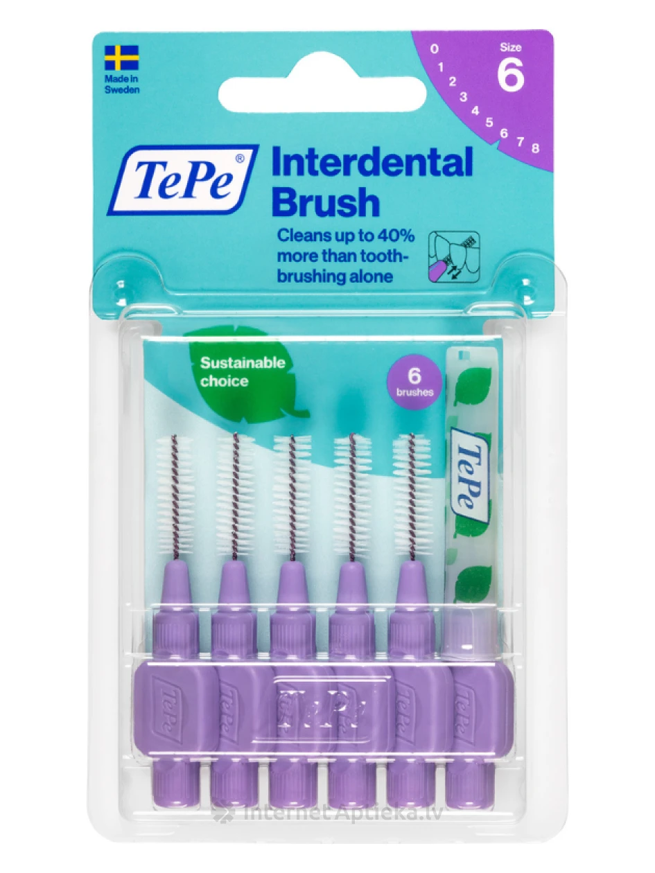 TePe Interdental Brush vaheharjad 1,1 mm, lilla, 6 tk | internetaptieka.lv
