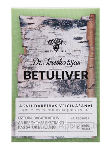 Dr. Tereško tējas Betuliver для печени, 60 капсул | internetaptieka.lv