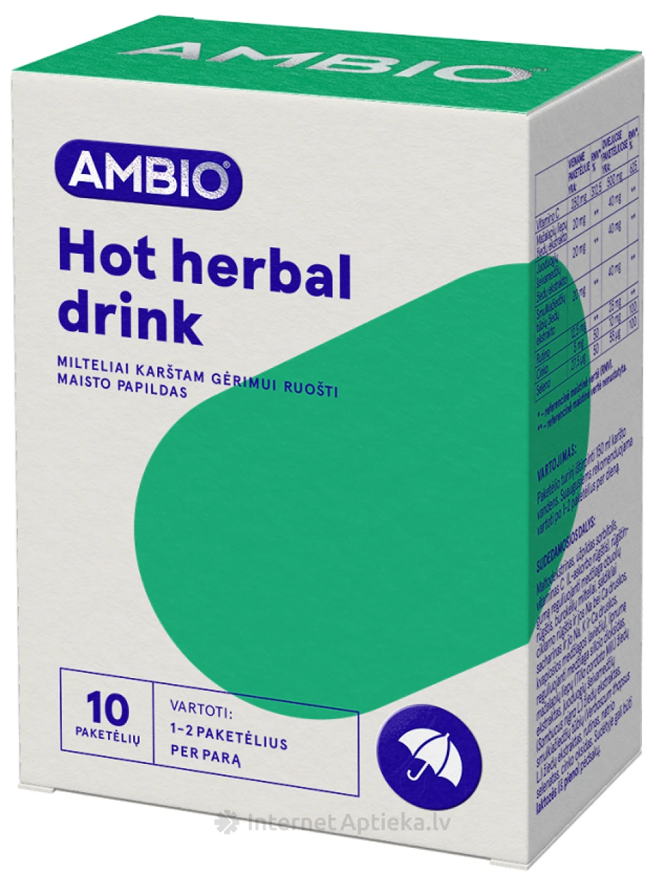 AMBIO Hot herbal drink pulveris karstā dzēriena pagatavošanai, 10 paciņas | internetaptieka.lv