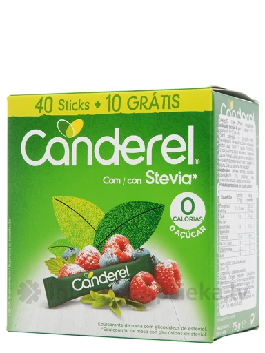 Canderel Stevia un sukraloze kristāliskais saldinātājs paciņās, 40 paciņas x 2 g | internetaptieka.lv