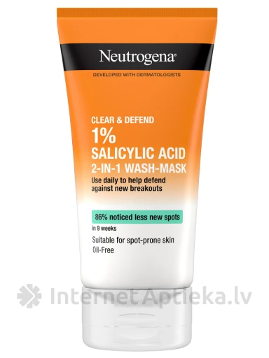 NEUTROGENA Clear&Defend 2-IN-1 mask näonahale, 150 ml | internetaptieka.lv