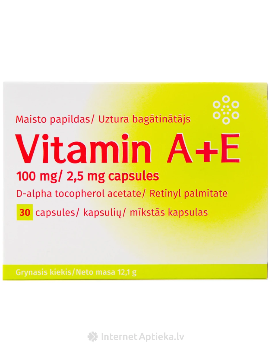 Vitamin A+E, 30 капсул | internetaptieka.lv