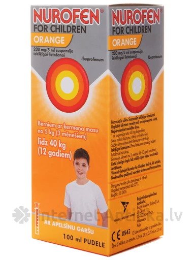 Nurofen suspensija bērniem (apelsīnu), 100 ml | internetaptieka.lv