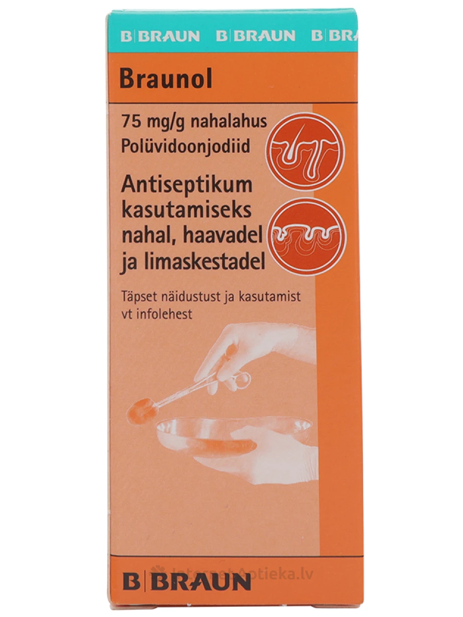 АНТИСЕПТИЧЕСКОЕ СРЕДСТВО ДЛЯ КОЖИ ДЛЯ ОБРАБОТКИ РАН BRAUNOL 75МГ/Г, 30 мл | internetaptieka.lv