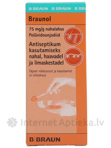 BRAUNOL 75mg/g Antiseptiline aine nahale, haavade raviks, 30 ml | internetaptieka.lv