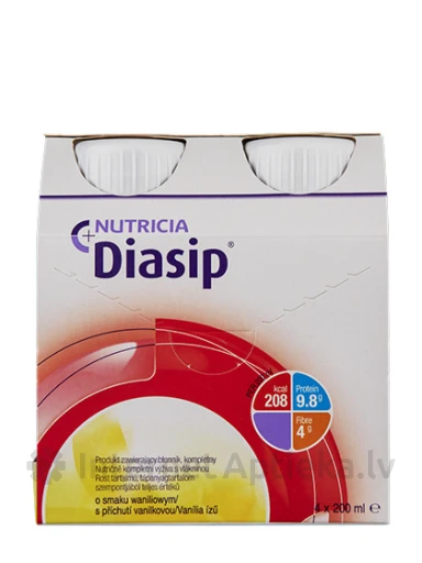 Nutricia Diasip ar vaniļas garšu, 4 x 200 ml | internetaptieka.lv