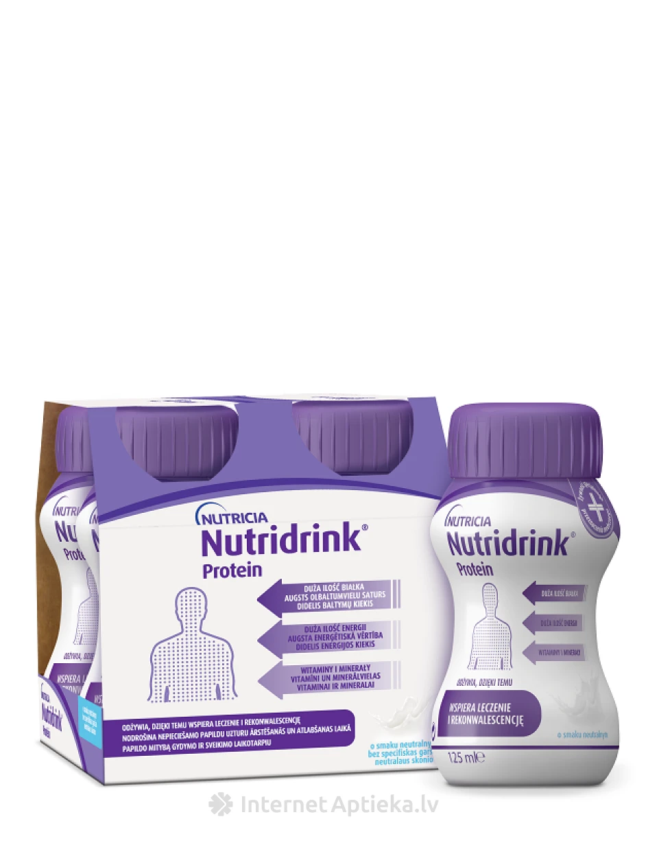 Nutricia Nutridrink Protein без специфического вкуса, 4 х 125 мл | internetaptieka.lv