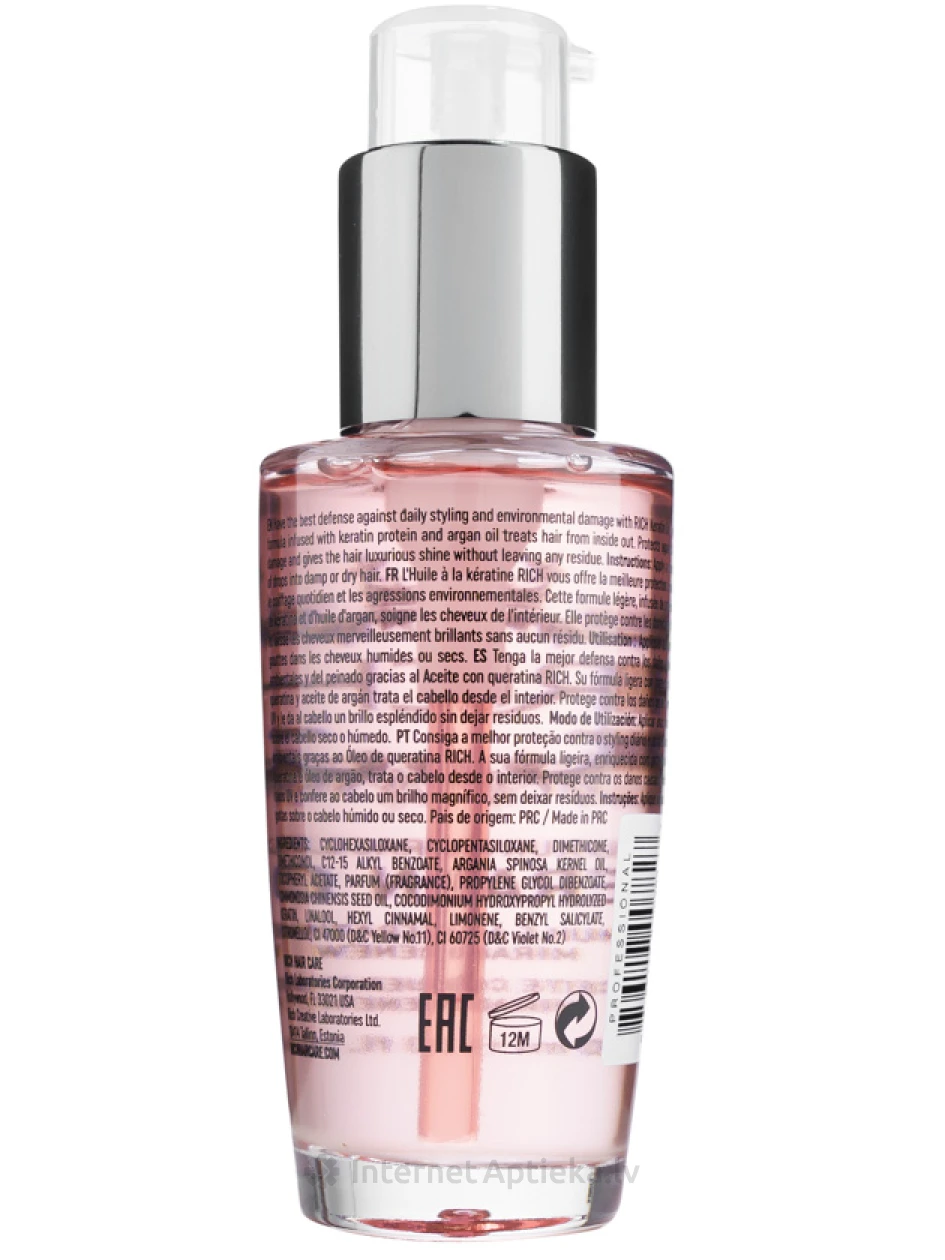 RICH Pure Luxury Масло для волос, насыщенное кератиновыми протеинами, 70 мл | internetaptieka.lv