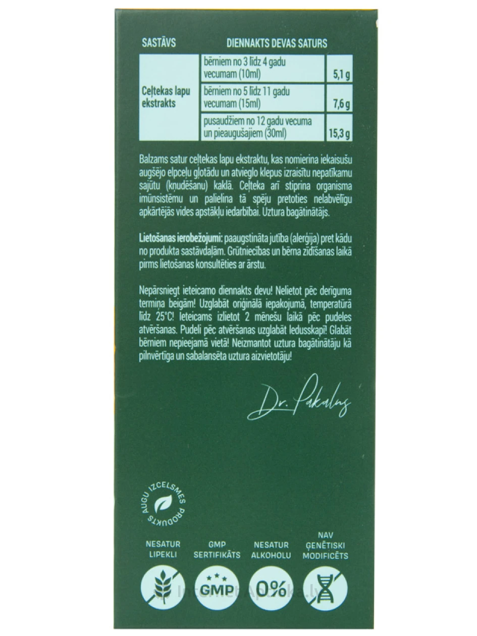 Dr.Pakalns Ceļtekas balzams, 120 ml | internetaptieka.lv