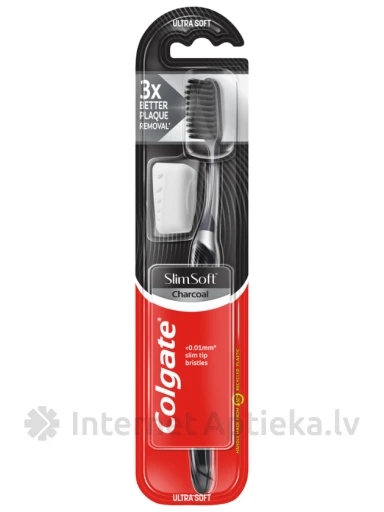 Colgate Slim Soft Charcoal + Cup, зубная щетка | internetaptieka.lv