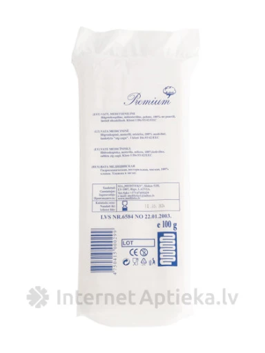 Premium Вата медицинская, гофрированная, 100 г | internetaptieka.lv