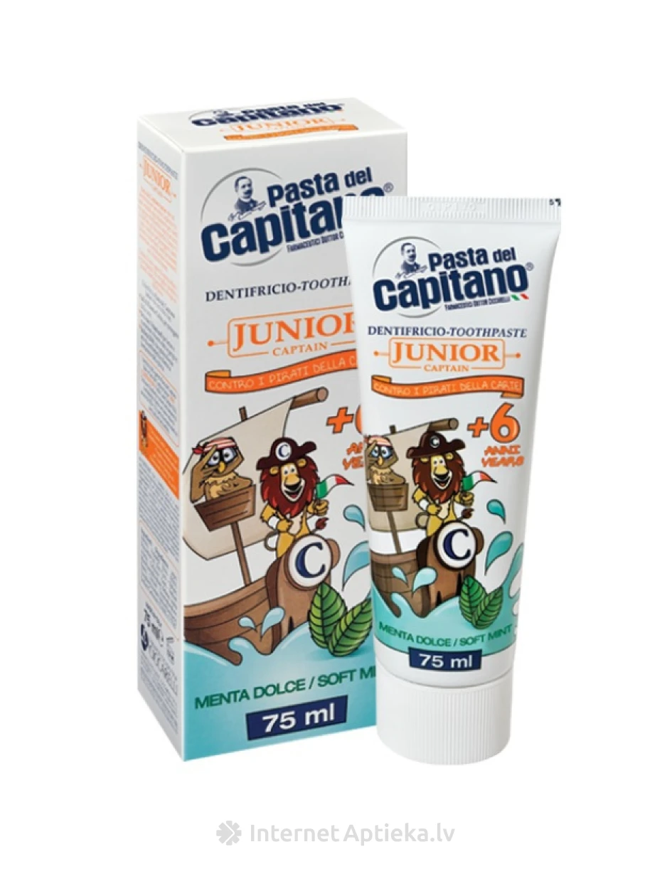 Pasta del Capitano geelhambapasta lastele, õrn piparmünt, 6+, 75 ml | internetaptieka.lv