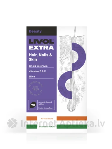 Livol extra hair, skin, nails, 90 таблеток | internetaptieka.lv