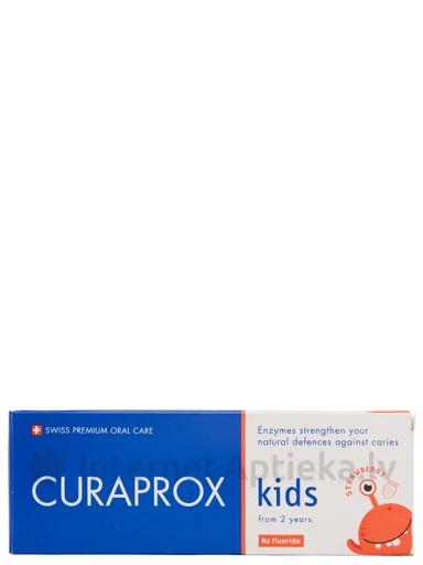 Зубная паста Curaprox kids со вкусом клубники, без фторида, 60 мл | internetaptieka.lv