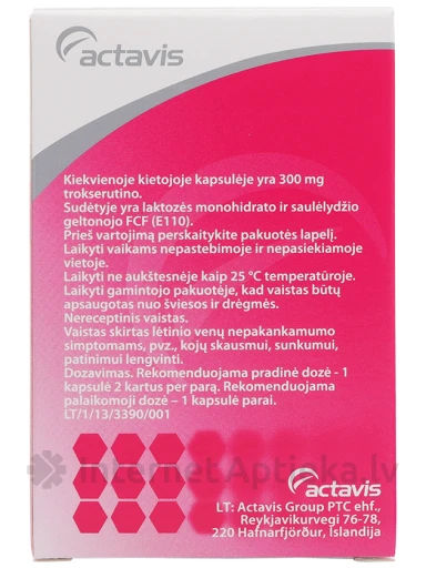 Troksevasiin 300 mg, 50 kapslit | internetaptieka.lv