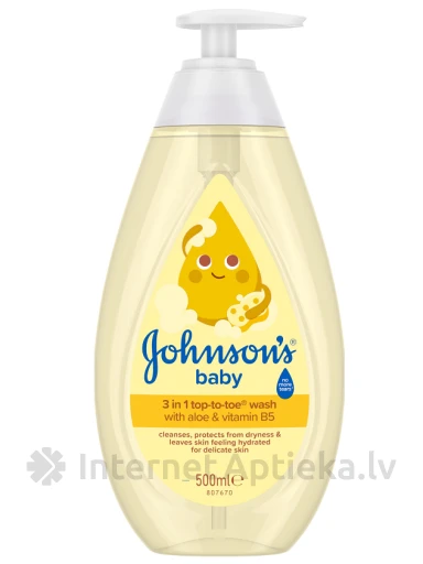 Johnson's vonios ir kūno prausiklis nuo viršaus iki kojų, 500 ml | internetaptieka.lv