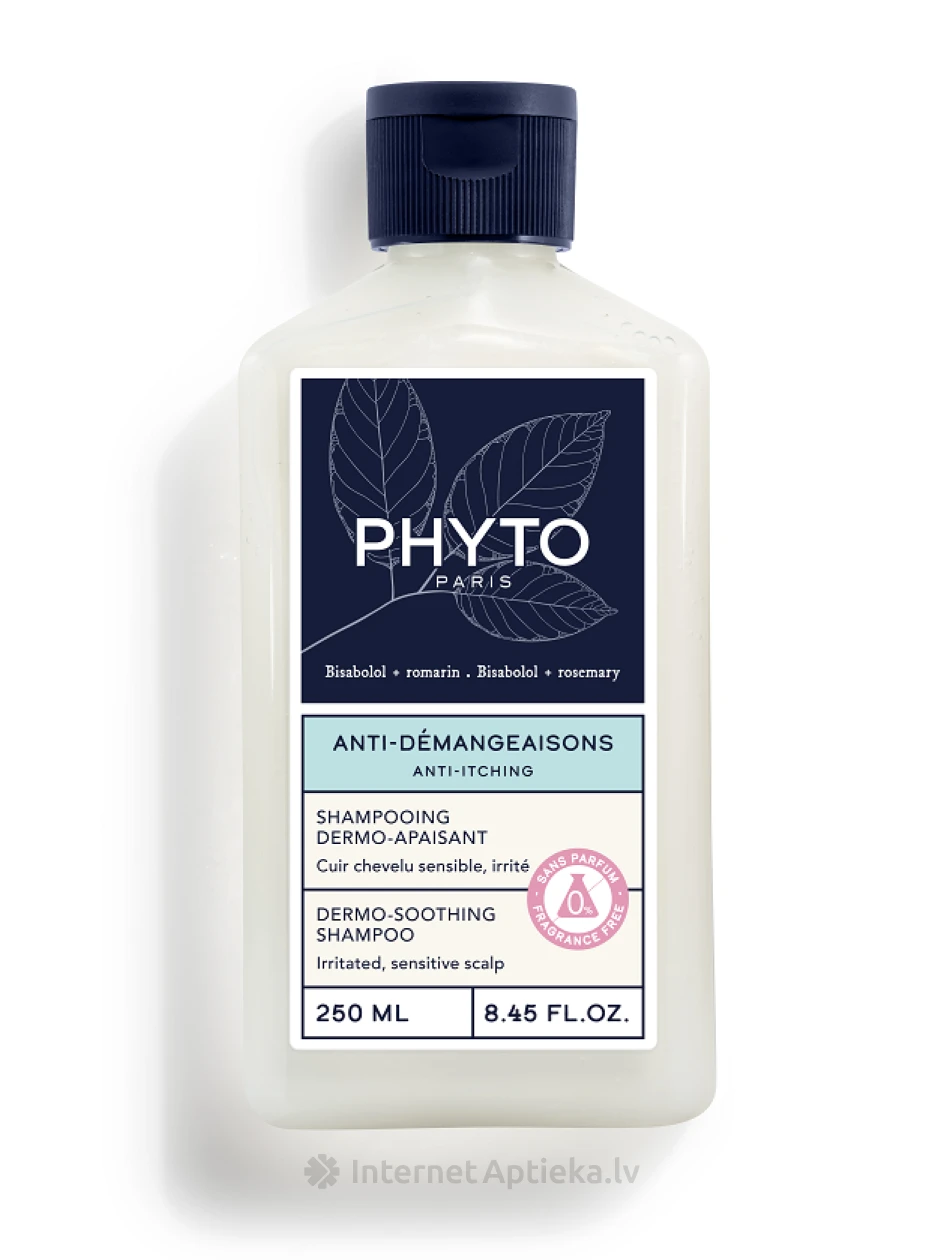 PHYTO DERMO-SOOTHING nomierinošs šampūns sakairinātai, jutīgai galvas ādai, 250 ml | internetaptieka.lv