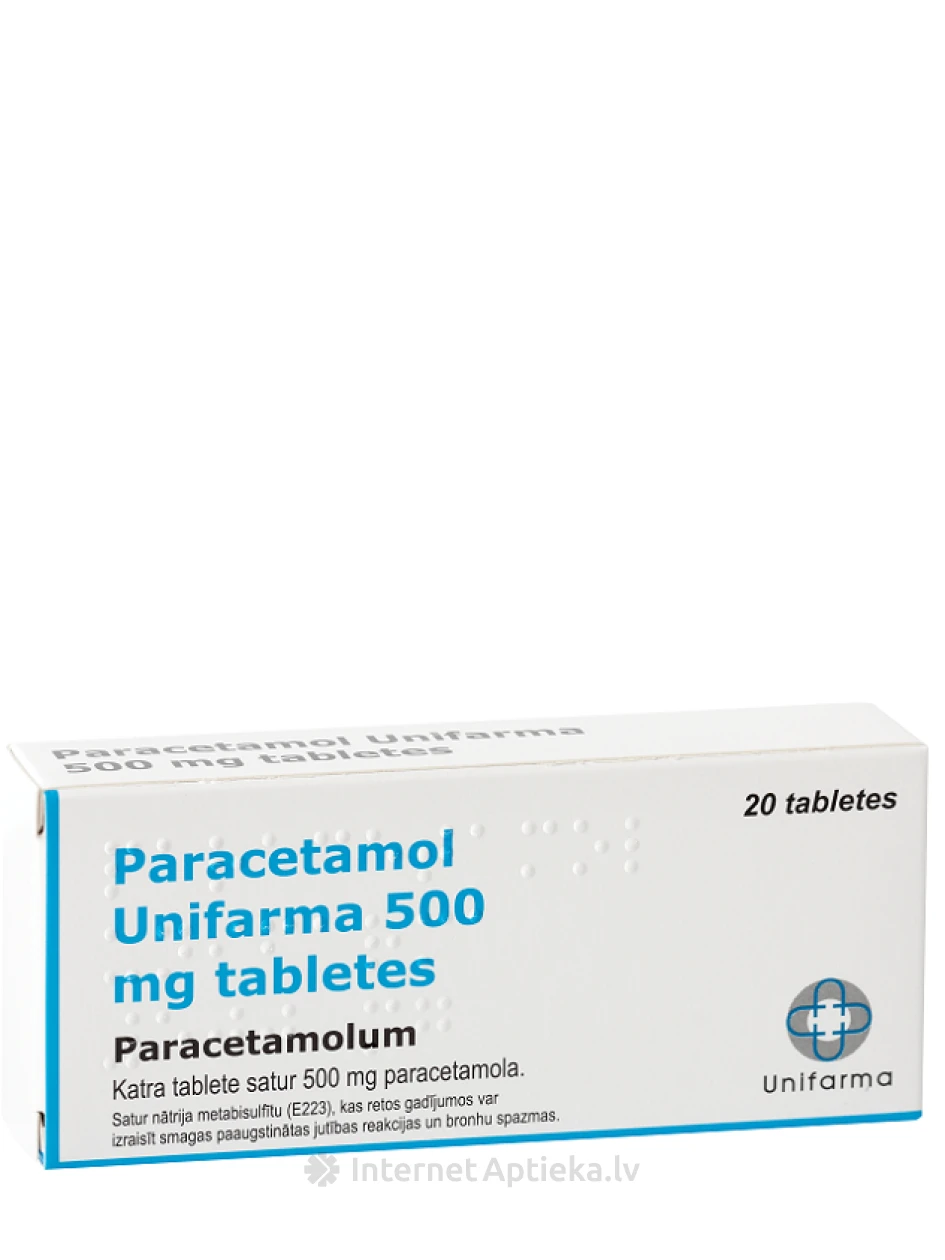Paracetamol Unifarma 500 mg, 20 tabletes | internetaptieka.lv