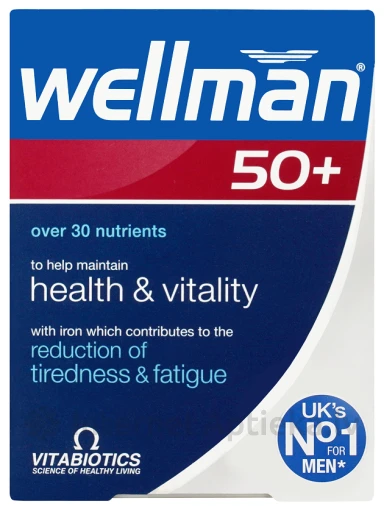 Vitabiotics Wellman 50+ uzturviela vīriešiem no 50 gadiem, 30 tabletes | internetaptieka.lv