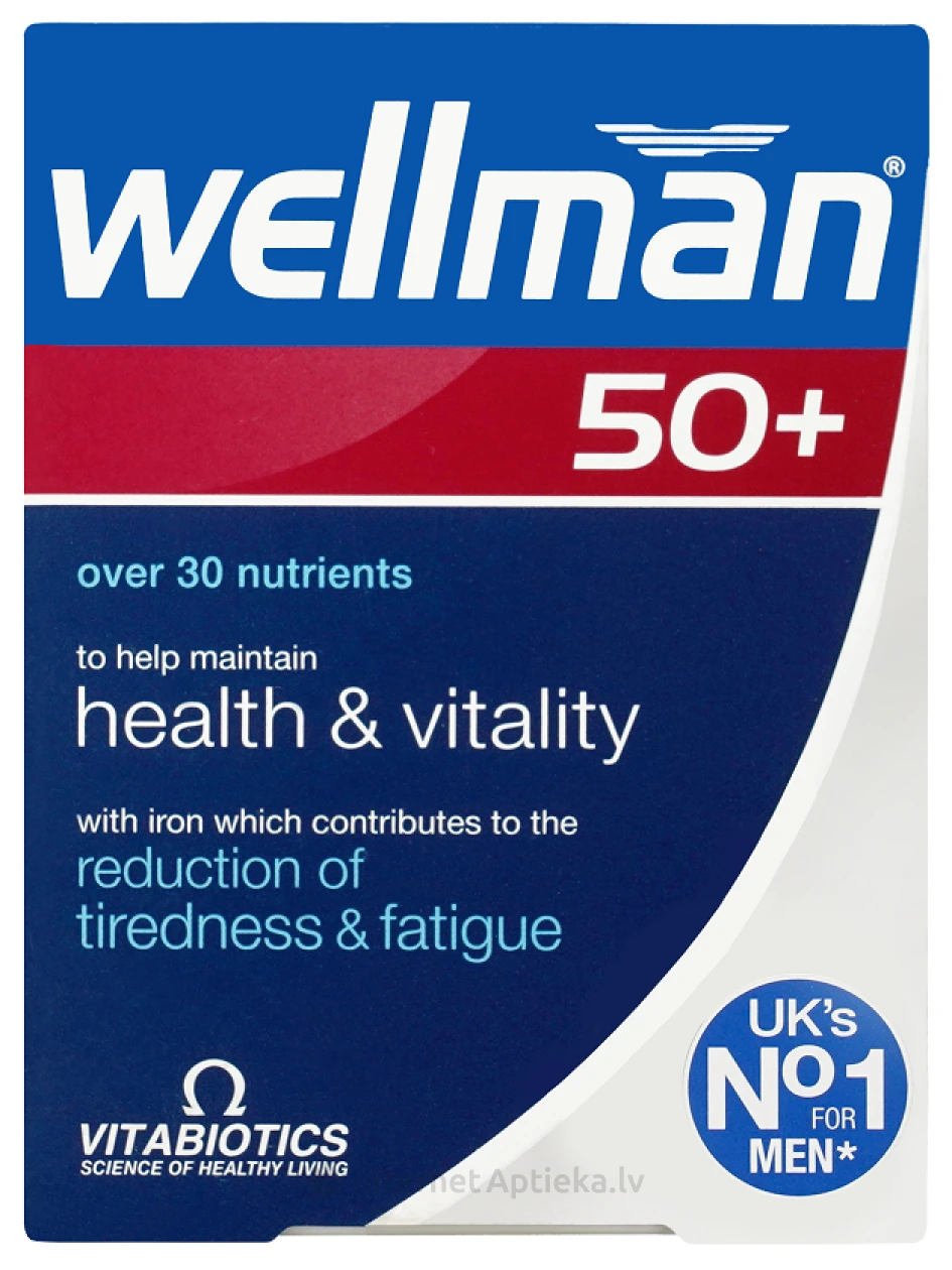 Vitabiotics Wellman 50+ питательные вещества для мужчин от 50 лет, 30 таблеток | internetaptieka.lv