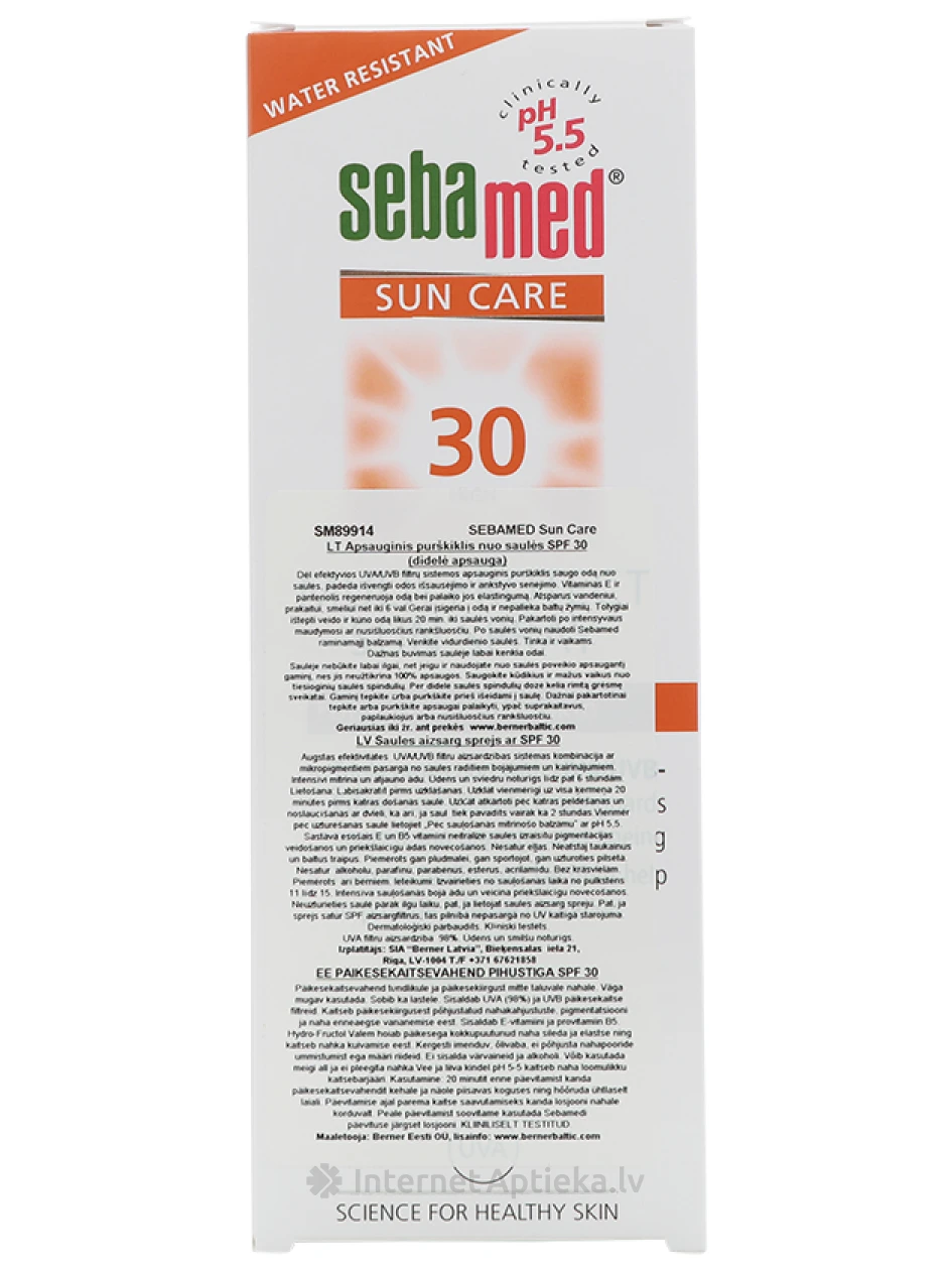 SEBAMED SUN CARE päikesekaitsekreem spreiga SPF30, 150 ml | internetaptieka.lv