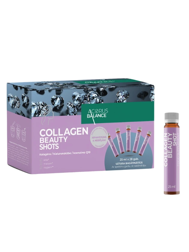 ACORUS BALANCE Collagen Beauty Shots ar apelsīnu garšu 25 ml ampulas, 28 gab.