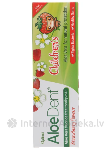 AloeVera Zobu pasta AloeDent Strawberry bērnu, 50 ml | internetaptieka.lv