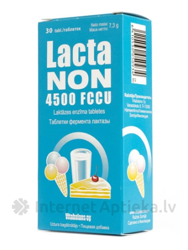 Lacta non 4500 FCCU (laktāzes enzīms), 30 tabletes | internetaptieka.lv