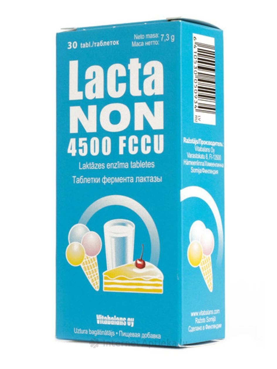 Lacta non 4500 FCCU (laktāzes enzīms), 30 tabletes | internetaptieka.lv