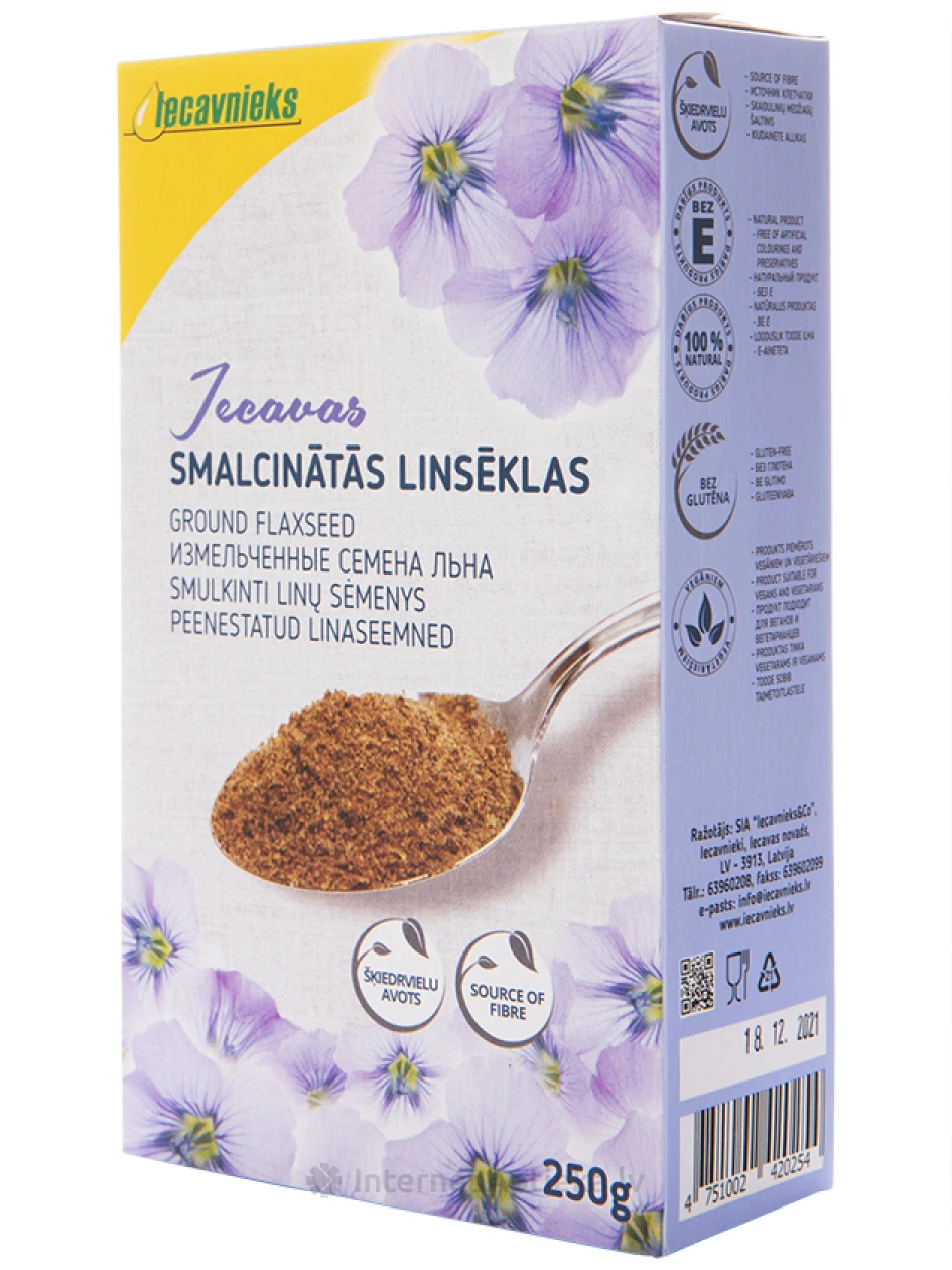 Iecavnieks измельчённые льняные семена, 250 г | internetaptieka.lv